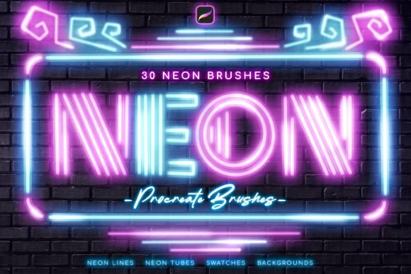 30 Neon Procreate Brushes: Create Realistic Glowing Art