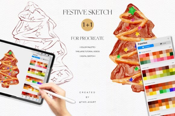 Christmas Cookie Sketch & Color Palette for Procreate