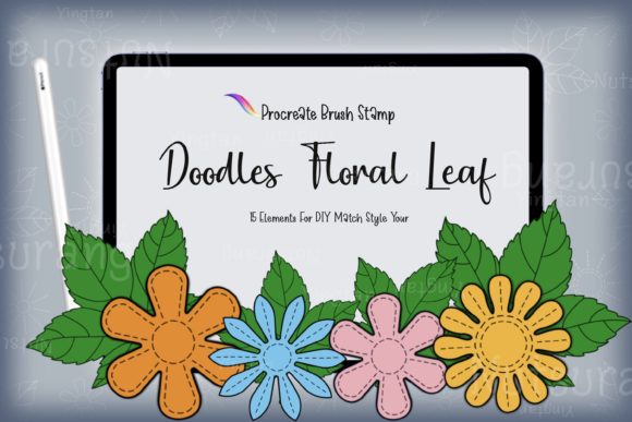 Floral Leaf Doodle Brush Stamp DIY Match: Your Go-To Procreate Asset
