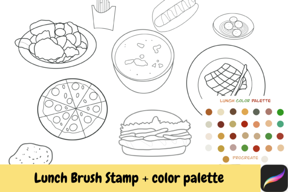 Lunch Procreate Brush Stamps Color Ipad: Creative Menu Fun
