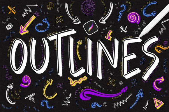 Outline Procreate Brushes: Instant Dual-Color Lettering