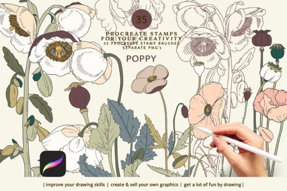 Poppy Stamps for Procreate: Effortless Botanical Design