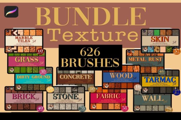 Texture Procreate Bundle: 629 Seamless Brushes for Realistic Art