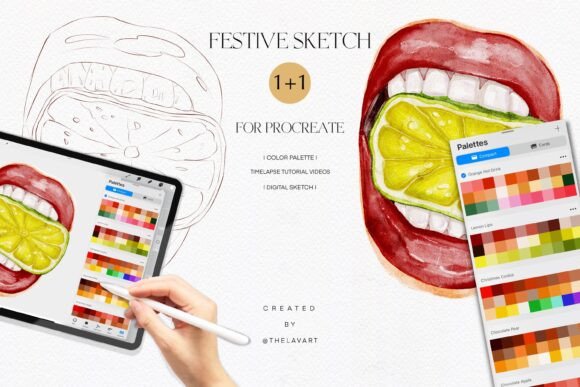Unleash Your Creativity: The Lemon Lips Sketch & Color Palette for Procreate
