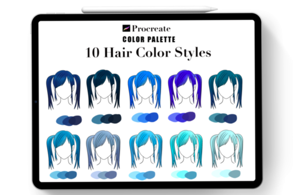 Unlocking Digital Artistry with the Blue Shade Hair Color, Procreate Palette