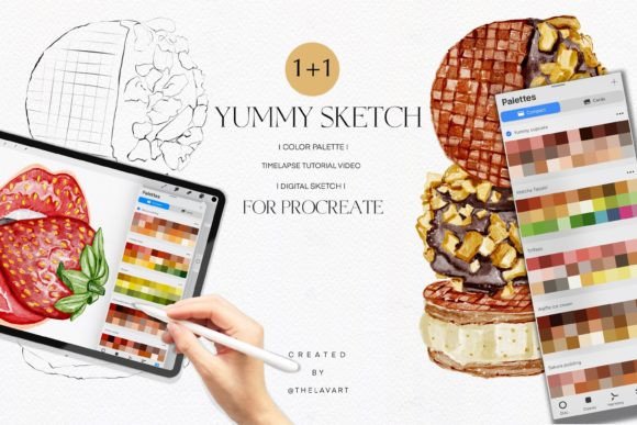 Waffle Ice Cream Sketch & Color Palette for Procreate