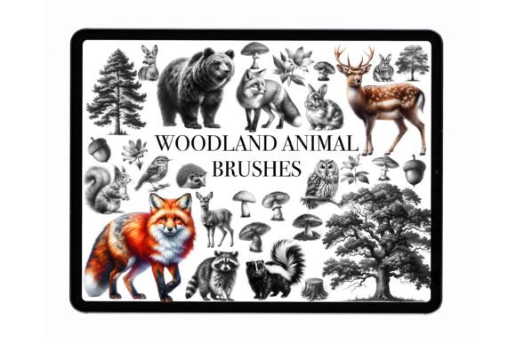 Woodland Animal Procreate Stamp Brushes for Modern Design